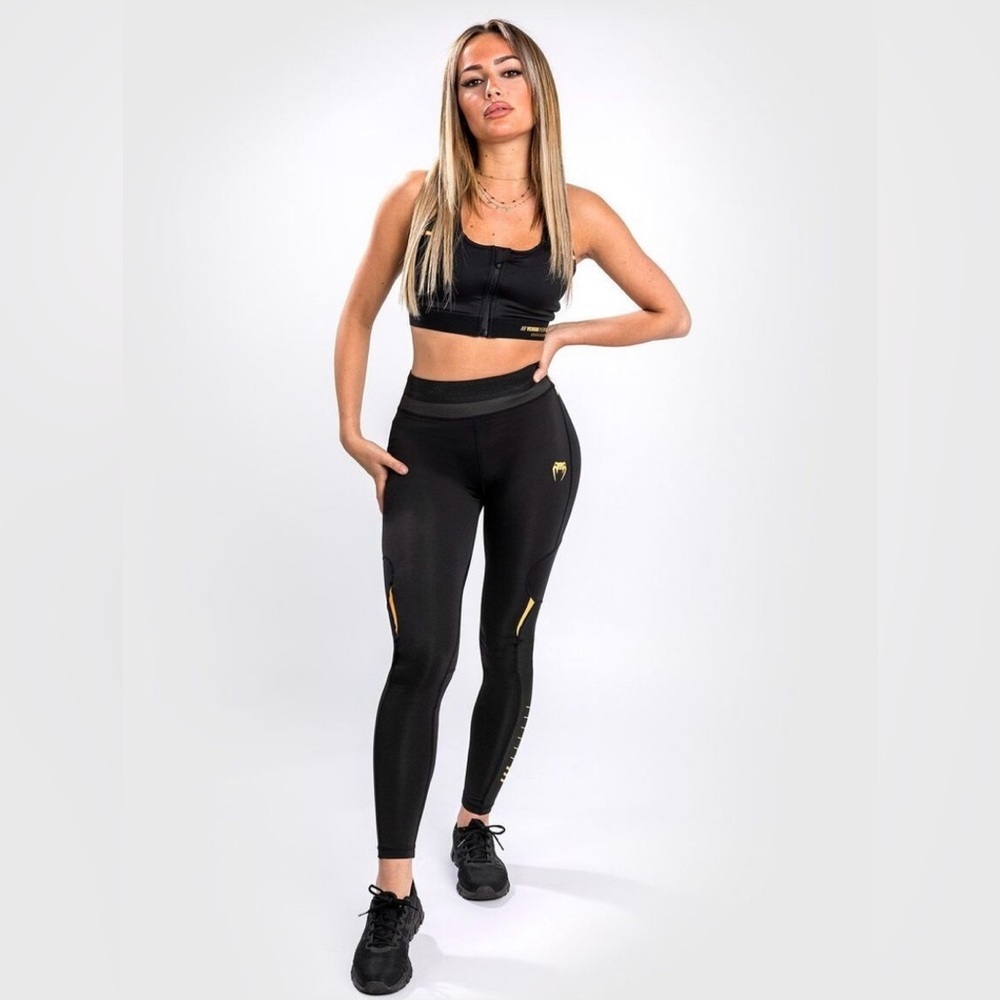 VENUM Womens Compession Tempest 2.0 Leggings Sz Small Black Gold NWT